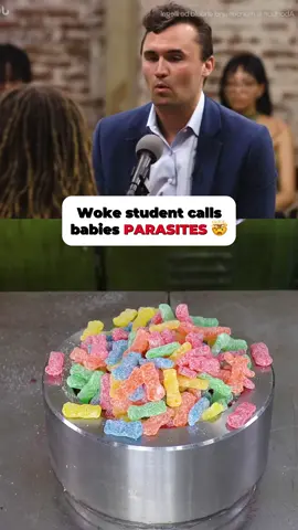 Woke kid calls baby a PARASITE 🤯 #charliekirk #politics #usa #liberal #conservative #college #jubilee #debates 