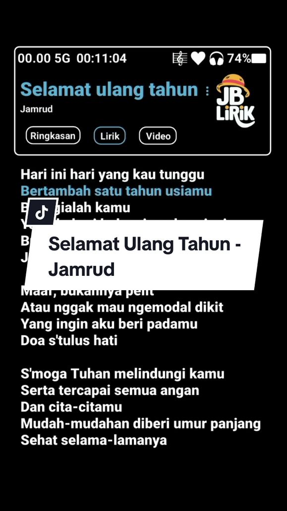 SELAMAT ULANG TAHUN #jamrud #fyptiktok #overlaylyrics #foroyupage #liriklagu #selamatulangtahun #fyp #lagufyp #music #lirikgoogle #lirik #lyrics