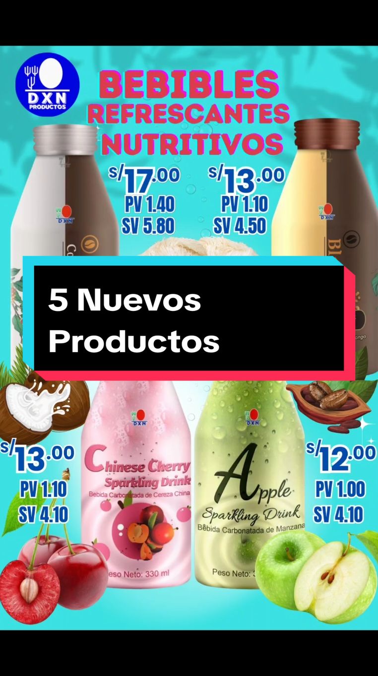 Ya están aquí aprovecha las promociones hasta agotar Stock no te quedes sin probar la tuya‼️ 1 bebida Carbonatada de Cereza 2 bebida Carbonatada de Manzana 3 bebida de Café Negro y Melena de leon 4 bebida de leche de Coco con café y Melena de leon 5 Spirulina con cafe Agita y disfruta estamos listos para los mejores Drink DXN #saludybienestar #todosepuede #dxn 