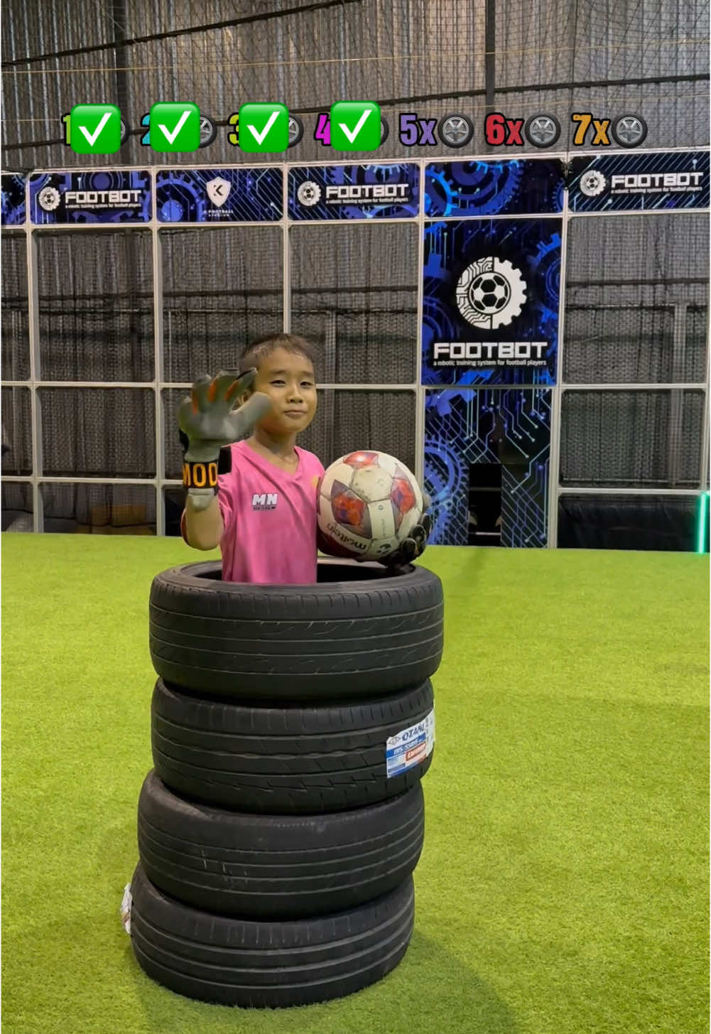 Boy Inside Tire Tower: Catching Balls Until He Disappears! 🛞⚽🤣