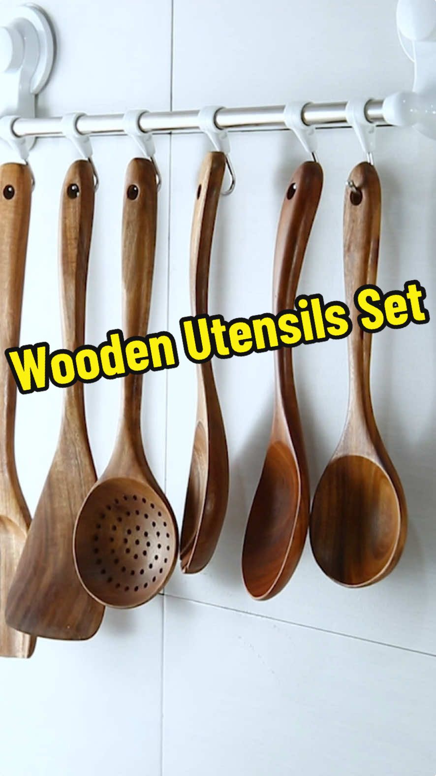 A set of wooden tableware essential for the kitchen #woodenutensils #kitchenessentials #ecofriendlyliving #cookingtools #woodenspoon #homechef #kitchenutensilset 