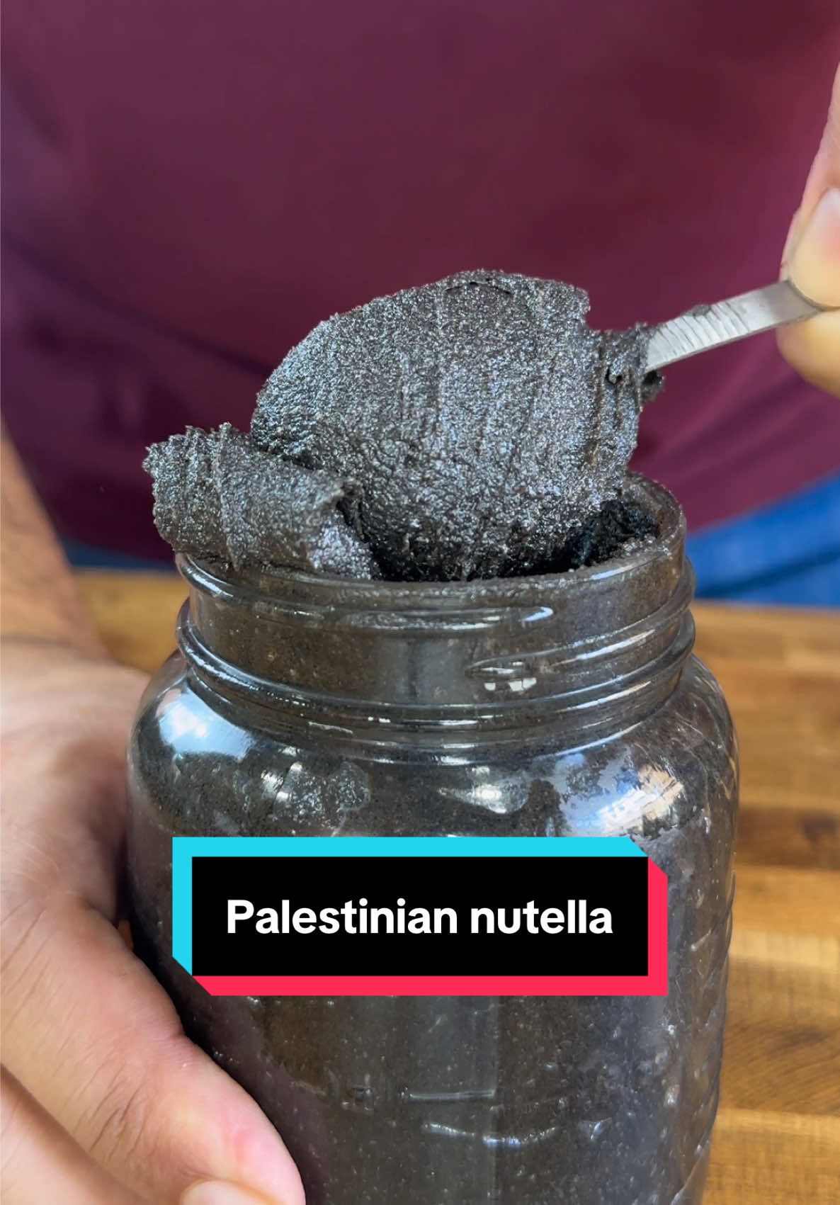 Palestinian Nutella Ingredients: - 2 cups of black seeds ( nigella seeds ) - 1/2 cup of toasted sesame seeds - 1 cup of honey - 1/2 cup of olive oil - add the seeds to a blender with 2 tbsps of honey and olive oil and start blending. - keep adding 2 tbsps of olive oil and honey every 1 minute of blending till you reach the desired consistency. - use the strongest blender you have and blend it for 8-10 minutes. Take breaks every 2 minutes or so to rest your blender. - once you reach the desired consistency store it in a jar and it doesnt have an expiration date.  - its most commonly used in desserts but you can take a tsp of it each morning due to its great benefits.