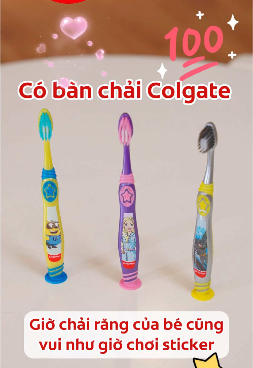 Có bộ sưu tập bàn chải Colgate dành riêng cho bé, mẹ chỉ cần 1 nốt nhạc để lựa thui nha. Mẫu nào cũng xinh yêu hết nấc, bé thích mê cho coi 🥰#colgatevietnam #beauty #healthycare #kid #minion #barbie #batman #cute #banchai #treem #chamcon #viral