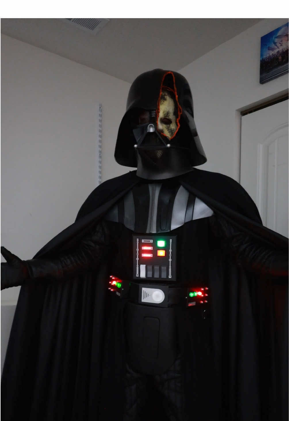 Darth Vader suiting up for Halloween. What do you think of his mask inside the helmet? #darthvader #halloweencostume #costume #cosplay #starwars 