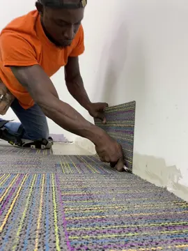 Carpet Tile Installation!  #construction #contractor #flooring #tips #tricks #lvt #carpet #tile #work #well #asmr #hands #nyc #floor #prep #nj 