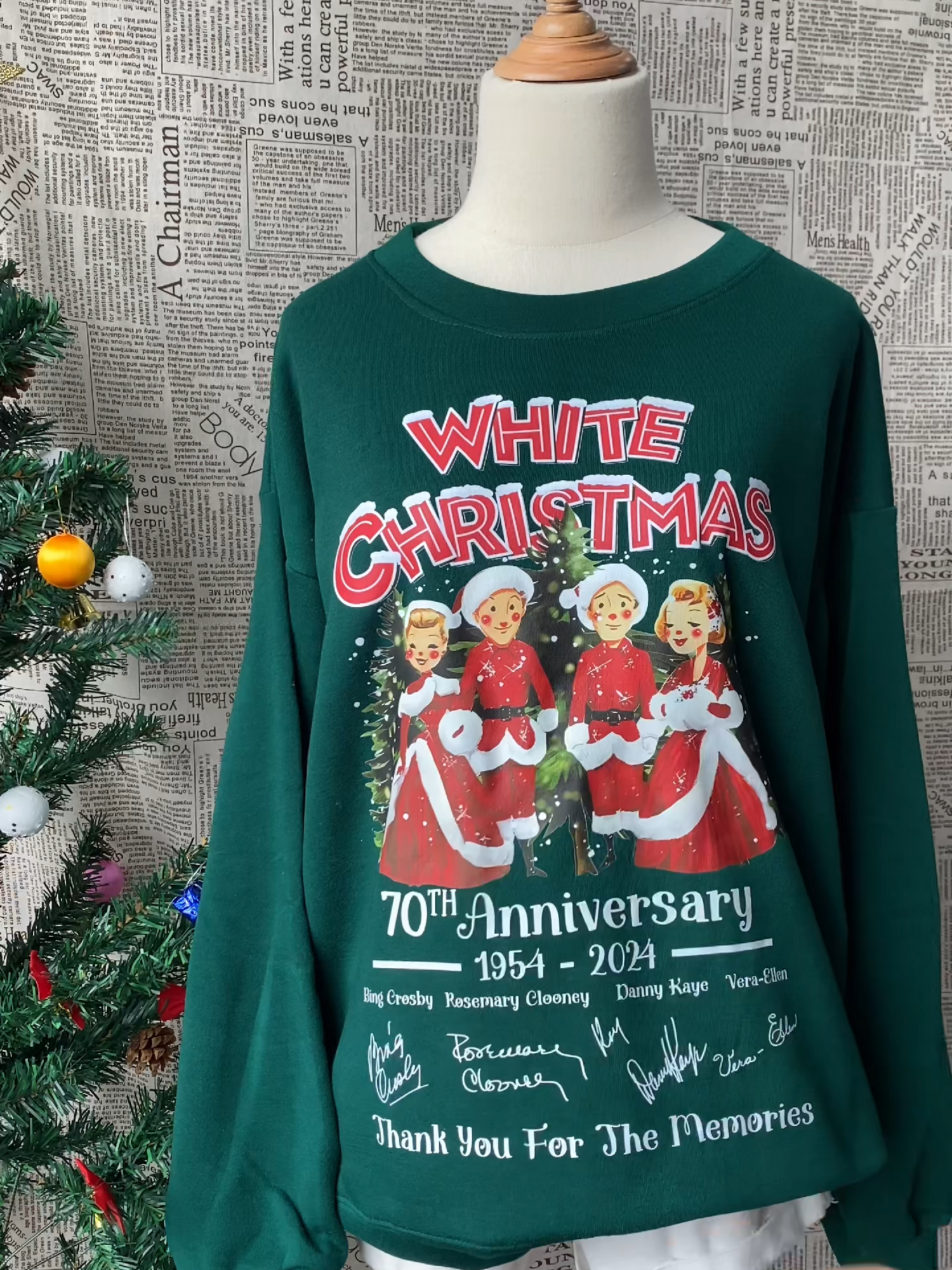 Surely, the 70th anniversary sweater of the movie White Christmas will make your Christmas more meaningful 👫🥰❄️ #whitechristmas #whitechristmasmovie #whitechristmas1954 #sisters #sistersister #BingCrosby #DannyKaye #rosemaryclooney #VeraEllen #Haynes #winterfashion #memory #anniversary #christmasshirt #christmassweater