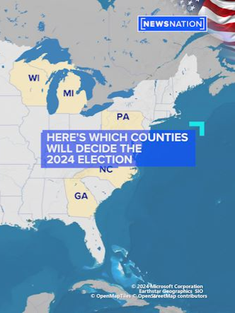Seven battleground states will determine the next president, but these are the counties to watch on election night.  ----------- Voters in seven swing states will determine the next president of the United States, but it’s counties that will ultimately tell the story of the 2024 election. Some, like Erie County, Pennsylvania, and Kent County, Michigan, are battlegrounds within battlegrounds — bellwethers that could reflect the broader pulse of the nation. Both are areas that former President Donald Trump and Vice President Kamala Harris feel they can win. In other places, like Wake County, North Carolina, and Wayne County, Michigan, it’s not a question of who will win but by how much. #2024election