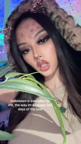 i didnt choose the cougar life, the cougar life chose me 💋🐆 #fyp #foryou #cougar #leopard #halloween #halloweenmakeup #relatable #asian #snakebites #xyzcba #viral #trend #trending 
