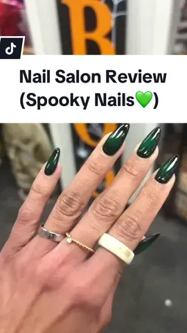 Dark Femme Nails!👻💚🖤 And reviewed Nail’d It in Astoria, NY 📍37-06 31st Ave #nycnailtech #nycnails #nailsoftiktok #halloweennails #spookynails #nailvlog 
