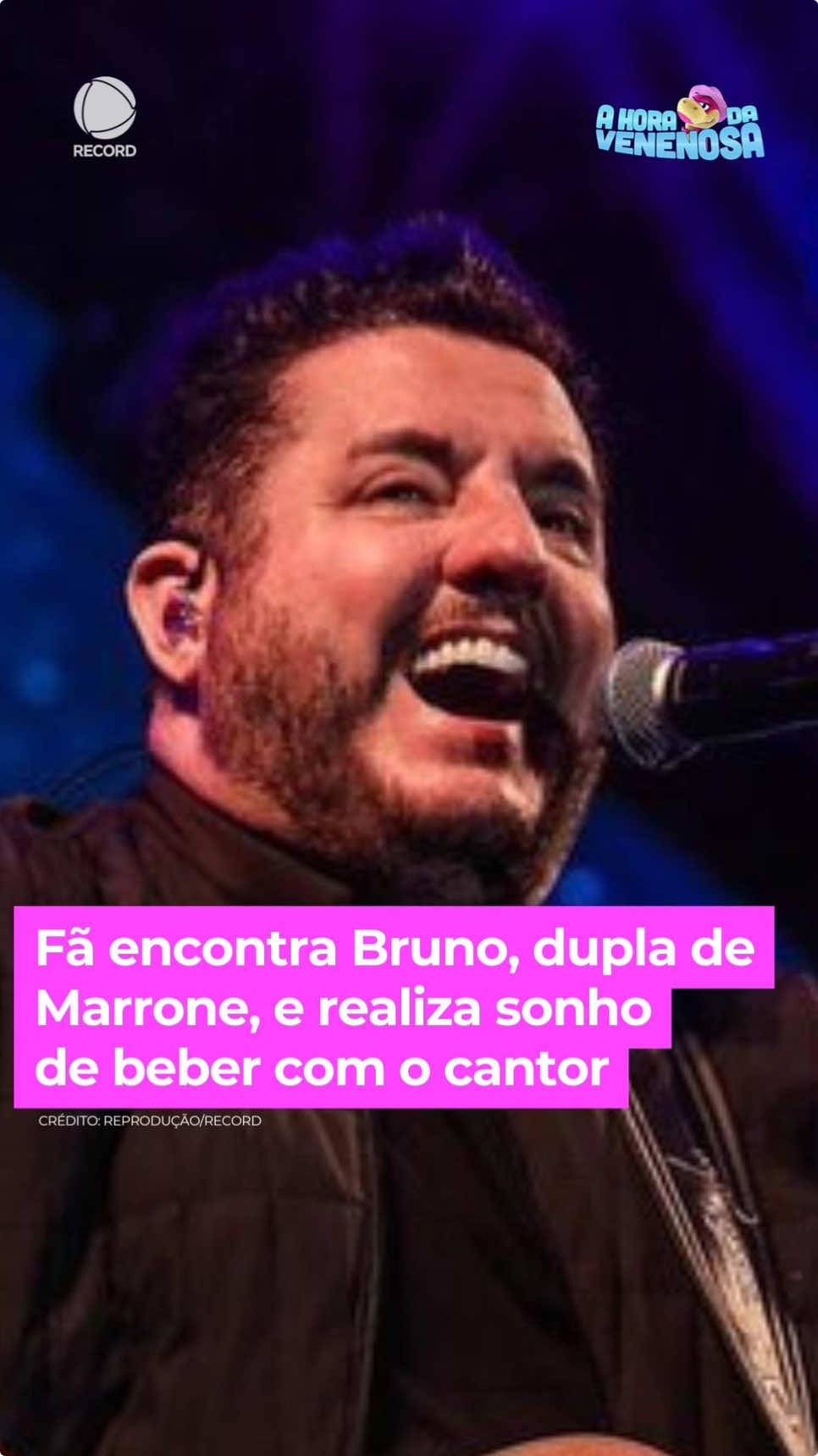 A arquiteta Renata tem um sonho: encontrar o cantor Bruno, da dupla com Marrone. A jovem veio passear em São Paulo e estava em um restaurante com as amigas, quando o ídolo dela, Bruno, apareceu. Olha só como foi esse encontro! #AHoraDaVenenosa #BalançoGeral #brunoemarrone #fã 