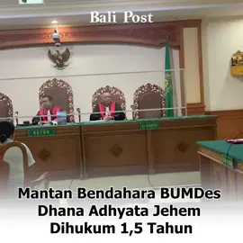 Majelis hakim Pengadilan Tipikor Denpasar yang diketuai Putu Gede Novyarta dengan hakim anggota Heriyanti dan Iman Santoso, pada Selasa 29 Oktober 2024 membacakan vonis kasus dugaan korupsi BUMDes Dhana Adhyata Desa Jehem, Kecamatan Tembuku, Bangli di Pengadilan Tipikor Denpasar.  Majelis hakim menyatakan terdakwa Luh Putu Novita Sari, bendahara BUMDes Dhana Adhyata Desa Jehem yang saat ini berstatus mantan, terbukti bersalah melakukan tindak pidana korupsi.  Ia dihukum selama 1,5 tahun penjara atau setahun dan enam bulan penjara. (Miasa/BaliPost) #balipost_com  #bumdesdhanaadhyata #desajehembangli #korupsibumdes