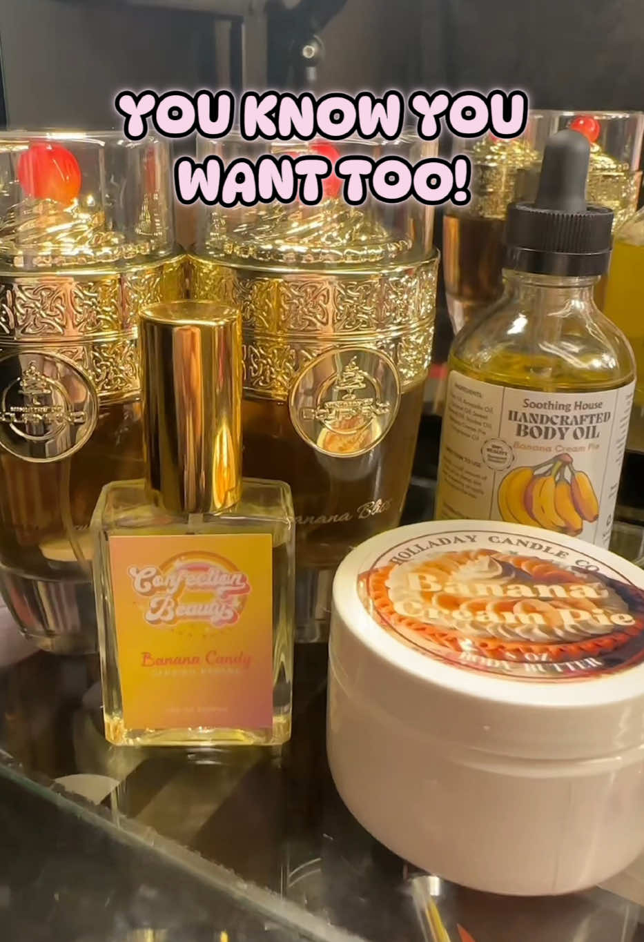 Perfume always gets its way 😂 @AROMA CONCEPTS FL tiramisu, and banana Bliss perfume @Confection Beauty and Body banana candy perfume @Holladay Candle Co banana cream pie body butter @S@SoothingHouseanana cream pie body oil #p#perfumetiktokp#perfumetokp#perfumesp#perfumerecommendationsp#perfumecollectiona#aromaconceptsf#fyp#CapCut 