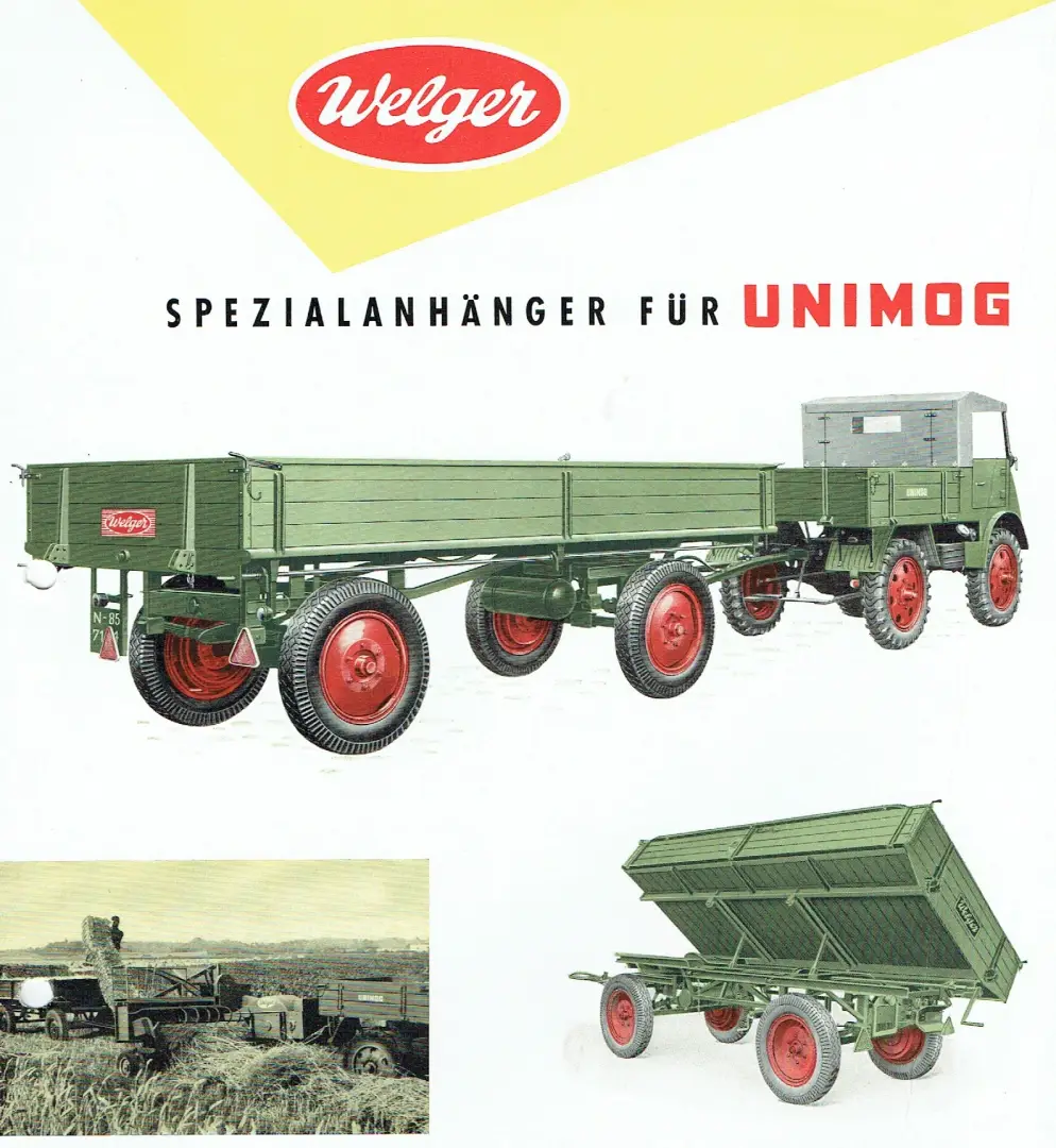 Mit einem Prospektblatt warb die Anhängerfabrik Gebrüder Welger aus Wolfenbüttel für ihre speziellen Anhänger zum Unimog. Aber Müller-Mitteltal hatte die Nase vorn. Waren sie doch nur 50 Kilometer vom Unimog-Werk Gaggenau entfernt. #mercedesbenz ͟#gaggenau #unimog #daimler #unimogfan #unimogcommunity #unimogmuseum #welger #wolfenbüttel #unimogclubgaggenau #ucg #mbbrandclubs #unimogpower #anhaenger