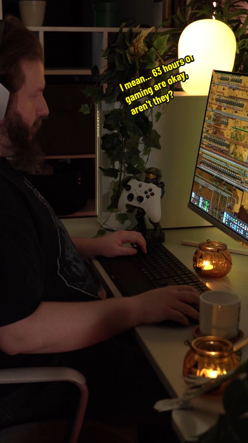 Steam says: 63 hours of gaming in the last two weeks for Factorio alone. What about you? 🥲 #evnia #GamingOnTikTok #GamingSetup #cozygaming #cozyathome #factorio #gaming 