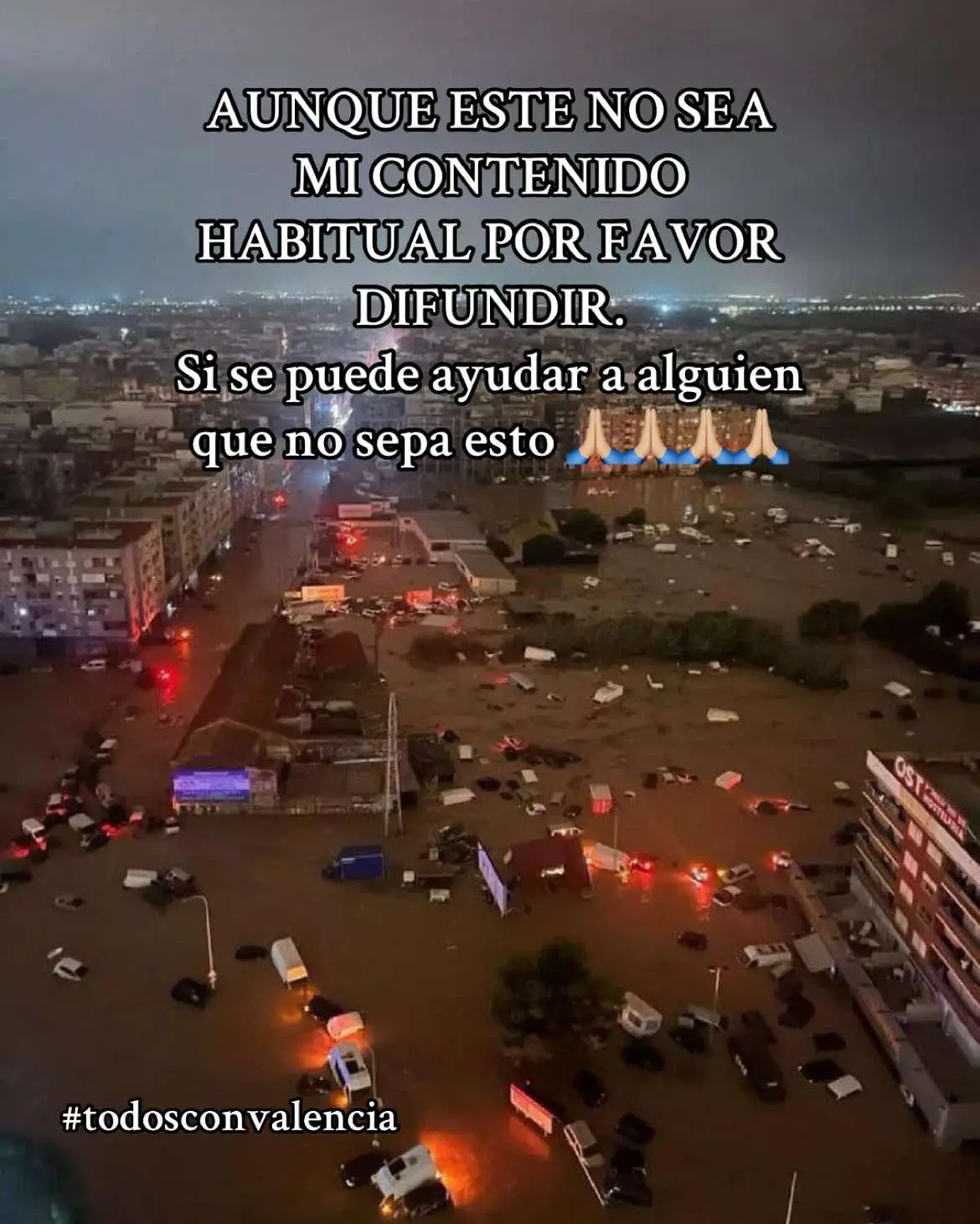 Por favor máxima difusión!!! Lo que está pasando es desesperante e inhumano!!! #sos #valencia #estadodealarma #difusion #urgente #energencias #112 #valencia #inundaciones #inundacionesvalencia #ayuda #policia #españa #catastrofe #viral #maximadifusion #compartir #desastresnaturales #lluvias #aemet