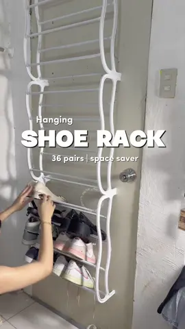 Space saver shoe rack💯 #hangingshoerack #shoerack #overthedoorshoerack #shoeorganizer #fyp 