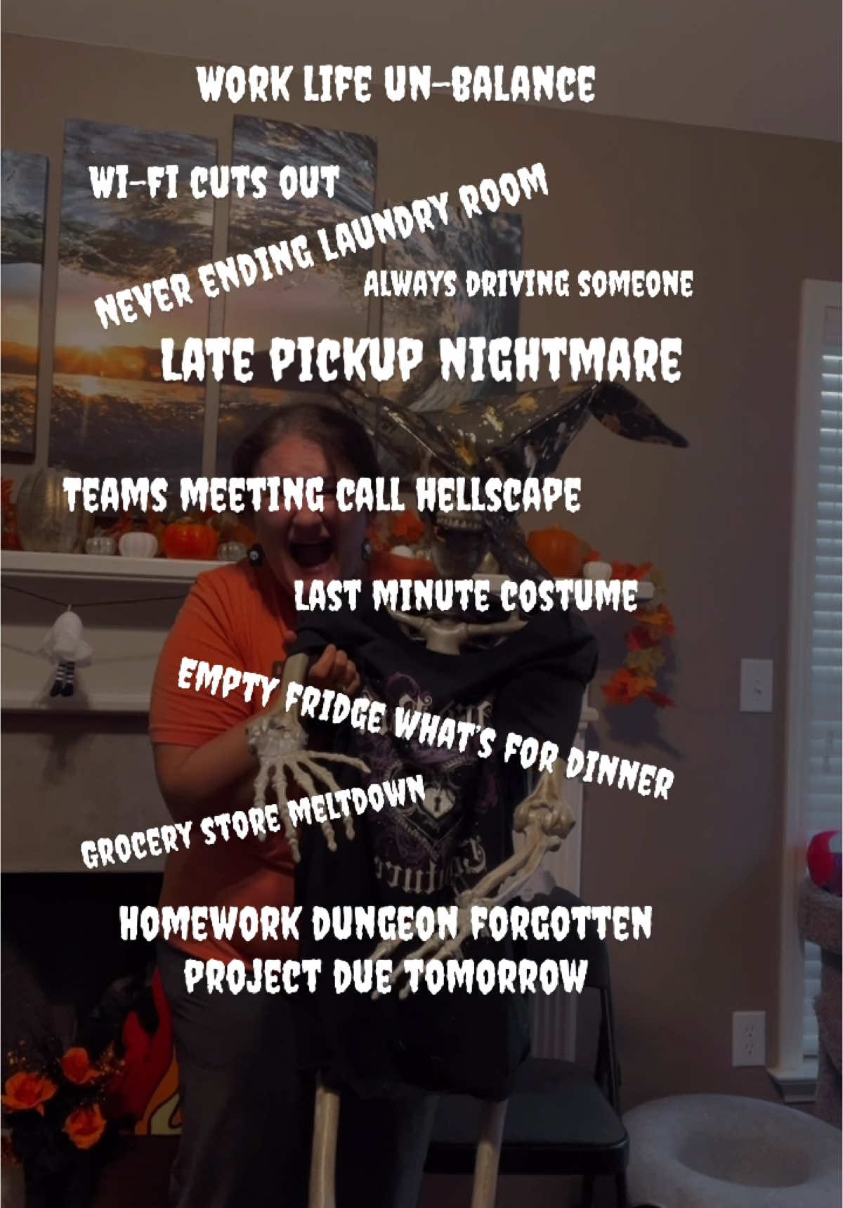 Welcome to the *Working Mom Haunted House*—where the real nightmares come to life! 👻💼💀 🎃  *The Never-Ending Laundry Room:* Clothes pile up faster than deadlines, and no matter how many loads you do, there’s always a sock missing. The horror! 🎃  *The Empty Fridge Panic:* It’s 7 PM, and you realize there’s NOTHING for dinner. Cue the shrieks of hungry kids while you speed-dial pizza for the third time this week. 🎃  *The Homework Dungeon:* It’s 8 PM, you’re about to relax, but BAM—someone ‘forgot’ they have a project due tomorrow. Welcome to a night of glue sticks, printer jams, and tears (mostly yours). 🎃  *The Conference Call Hellscape:* Your toddler decides to scream bloody murder just as you’re about to unmute on Zoom. Now everyone knows who’s really in charge. 🎃  *The ‘I Need a Costume Tomorrow’ Room:* You hear it at 9 PM the night before a school event, and the only thing more terrifying than this news is the arts & crafts project you’re about to MacGyver together with leftover Amazon boxes. 🎃  *The Late Pickup Nightmare:* Racing to daycare like you’re in Fast & Furious, only to get *the look* from the teacher because you’re 5 minutes late. Again. 🎃  *The ‘Work-Life Balance’ Illusion:* Spoiler: It doesn’t exist. You’re juggling schedules, to-do lists, and PTA meetings while questioning your sanity at every turn. Enter if you dare—because the real chills come when you realize... there’s no escape from *Monday mornings*. 🎃😱🖤 #spookyseason #spookytober #october #halloweenspirit #halloweenseason #halloweeen2024 #lovehalloween #halloweeniscoming #halloweenvibes #spookyvibes #loveoctober #thankfulforfall #halloweenlover #halloweeneveryday #halloweenforever #happyhalloween🎃👻 #spooktober #trickortreat🎃 #october🍁 #trickortreating #trickortreat #hauntedhouseformoms #workingmomlife #workingmoms #9to5 #hauntedhouses 