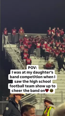 The marching band always shows up for the football team — and at Utah’s American Fork High School, that support goes both ways. ❤️ In the clip, the young athletes, who are wearing their uniforms, sit together in the stands on a Saturday night. It’s a tradition that coach Aaron Behm started six years ago after he noticed a divide between his players and the marching band. “So I decided, ‘You know what? We’re gonna go watch the band, and learn about what they do.' They come and play at our games and provide an awesome environment, and they deserve our support,” Behm tells TODAY.com. The American Fork High School marching is ranked No. 1 in the state. 📹: @utah.fun.guide