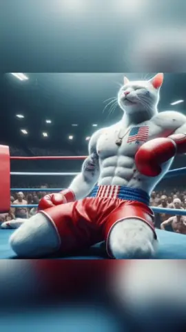 Part 1. USA cat vs black cat.  A boxing match between the white cat and the black cat. The white cat defeats his opponent, but the latter uses cheating and turns the match in his favor. Follow the second part of the story. Will the white cat succeed in taking revenge? #cats #cats #catsoftiktiok #catlover #ai #boxing🥊#usa_tiktok  #viralvideo #fyp 