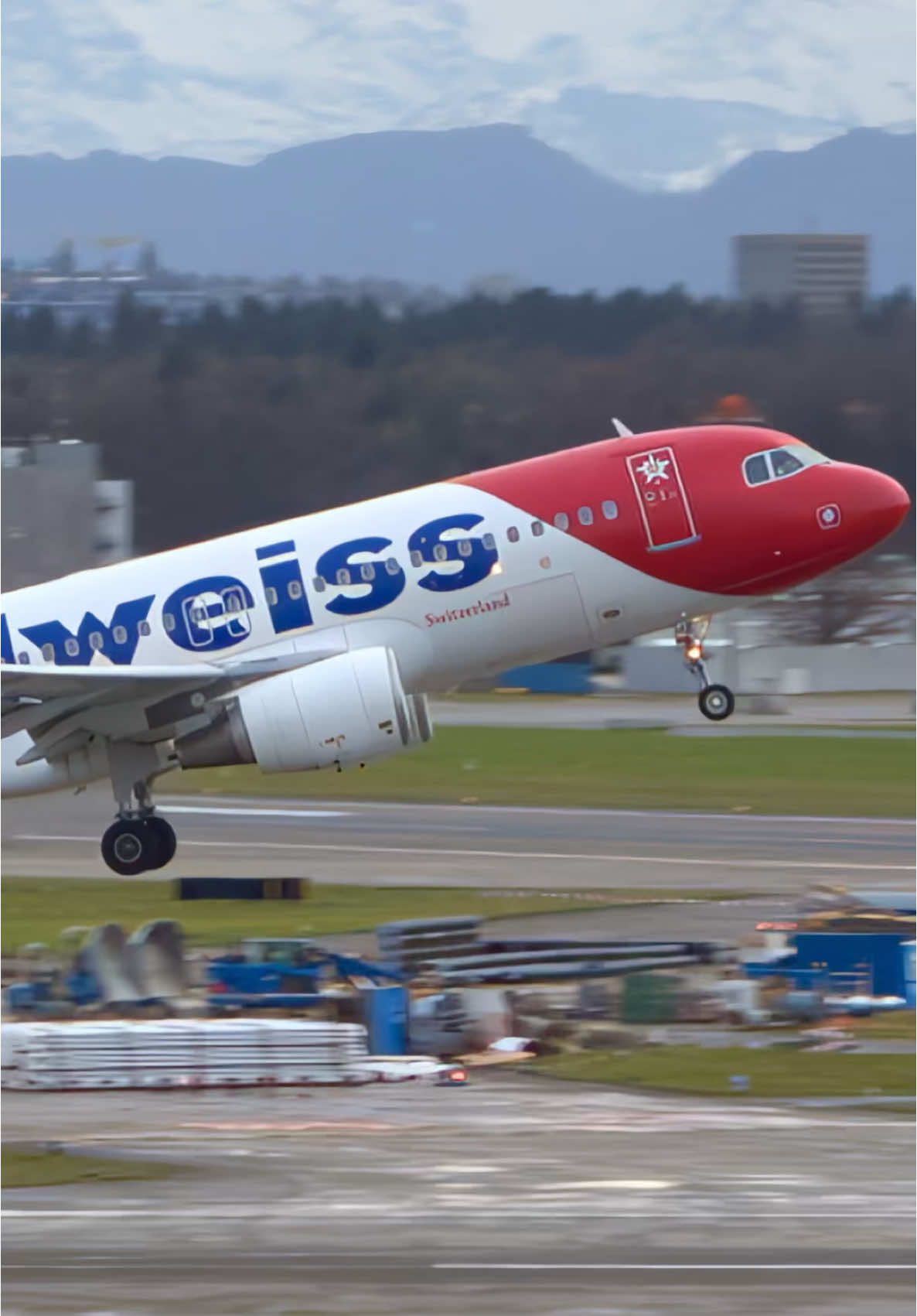 Edelweiss A320 reaching for the clouds at Zurich #airbus #a320 #edelweiss #zurich #fyp #takeoff #planes #aviation #pilot 