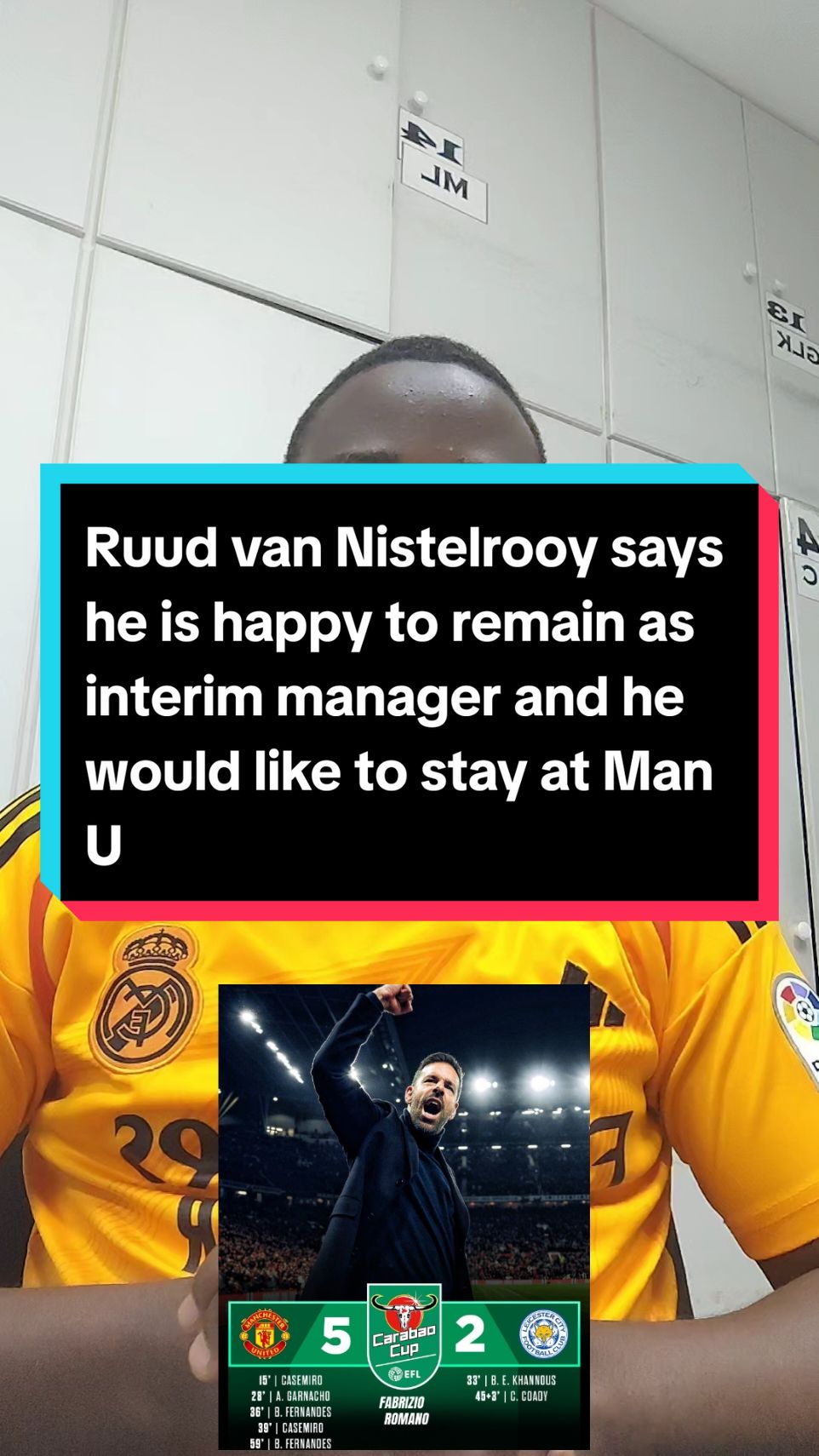 Ruud van Nistelrooy says he is happy to remain as interim manager and he would like to stay at Man United going forwards 