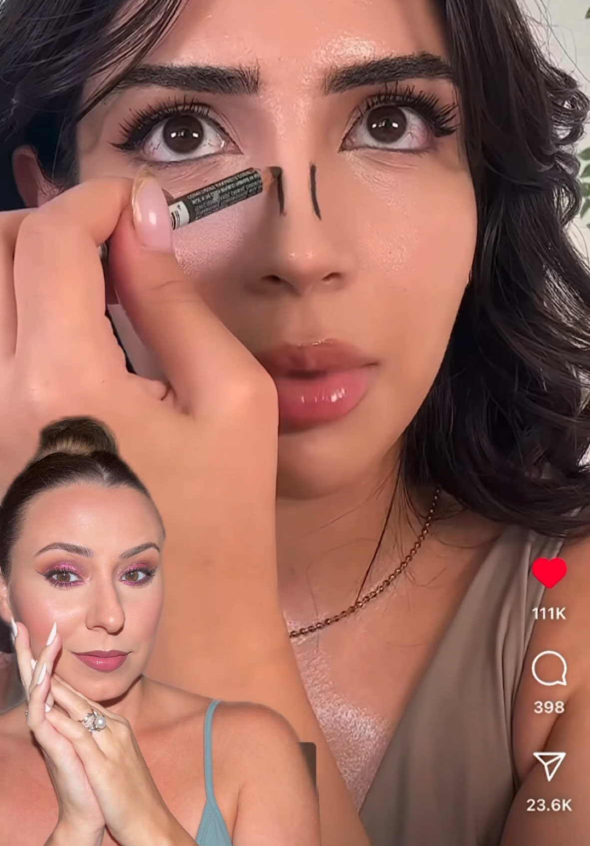 ib: @Mina ✨🩷 Love this idea but even where I’m at on my makeup journey I’ll stick with my @Scrandie Beauty contour block ☺️🤍 #viralmakeup #makeuptips #makeuphacks #greenscreenvideo 