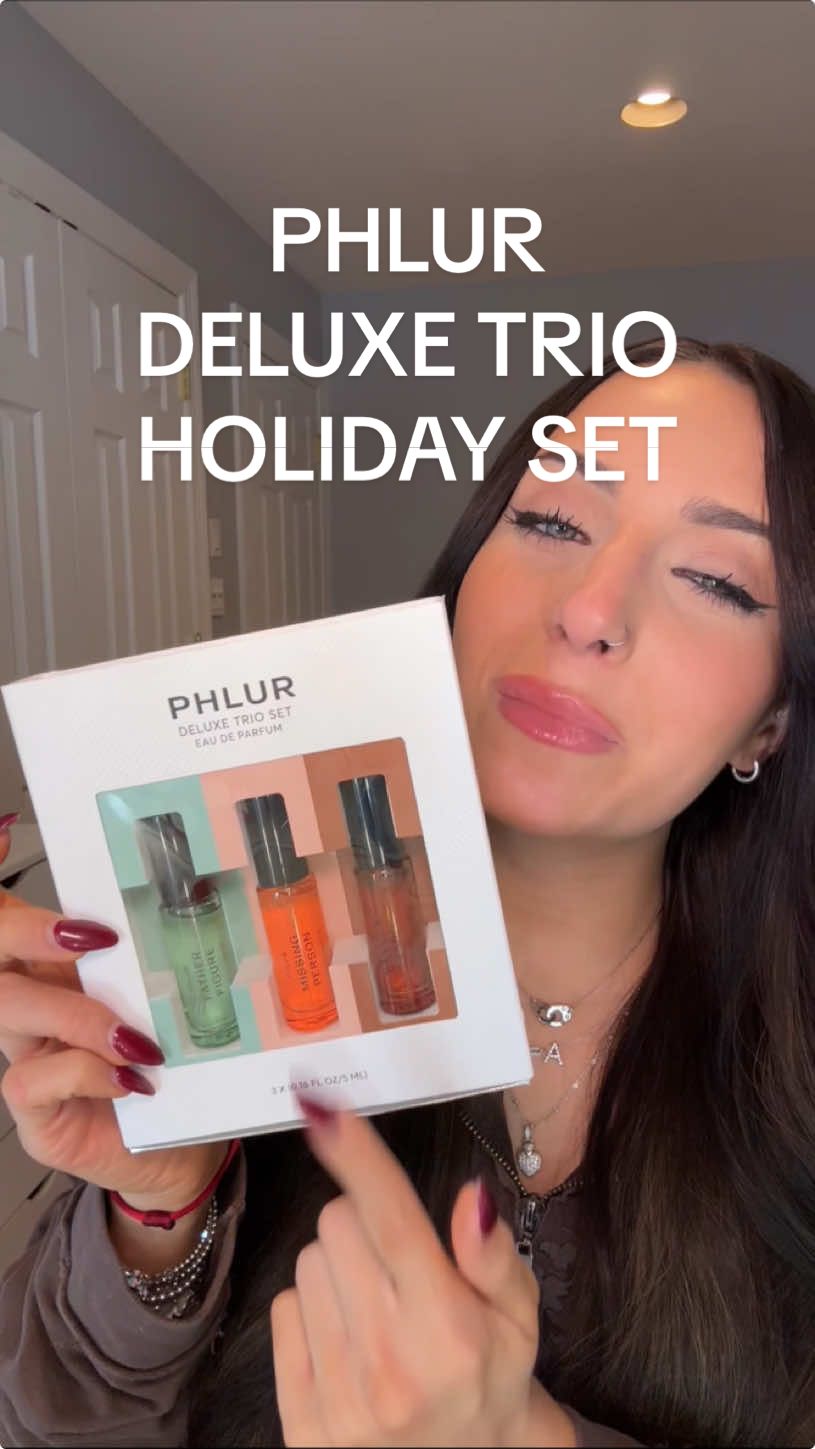 NEW Deluxe Trio Set from @Phlur Fragrances just dropped!!  Only $36 + free shipping (only $12 per fragrance!)  Includes: ✨father figure: notes of waterlily, fig, sandalwood, patchouli, vanilla ✨ missing person: notes of skin musk, bergamot nectar, blonde wood, white musk ✨ vanilla skin: notes of vanilla, pink pepper, sugar crystals, cashmere LIMITED EDITION! easiest holiday gift! Grab it before its gone 🎁🏃 #phlur #phlurfragrance #gourmandperfume #perfumetok #affordablefragrances #afforfableperfumes #beautydeals #perfumerecommendations #fragrancerecommendations #starcreatorcompetition #tiktokshopblackfriday #tiktokshopcybermonday #treatyourself #wishlist #giftideas #shopping 