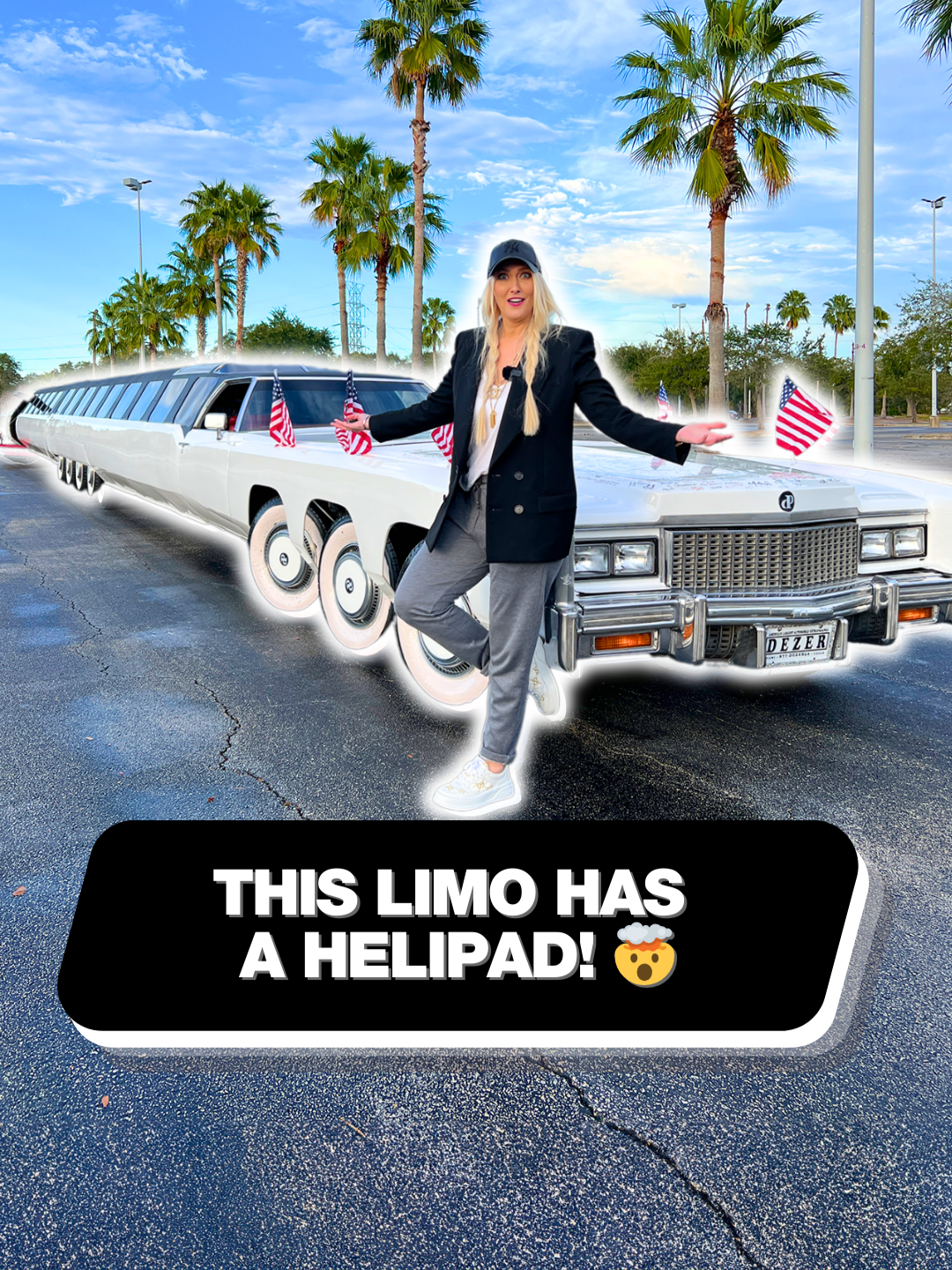 This limo is so big even helicopters land on it! 🤯 #limousine #helicopter #luxury