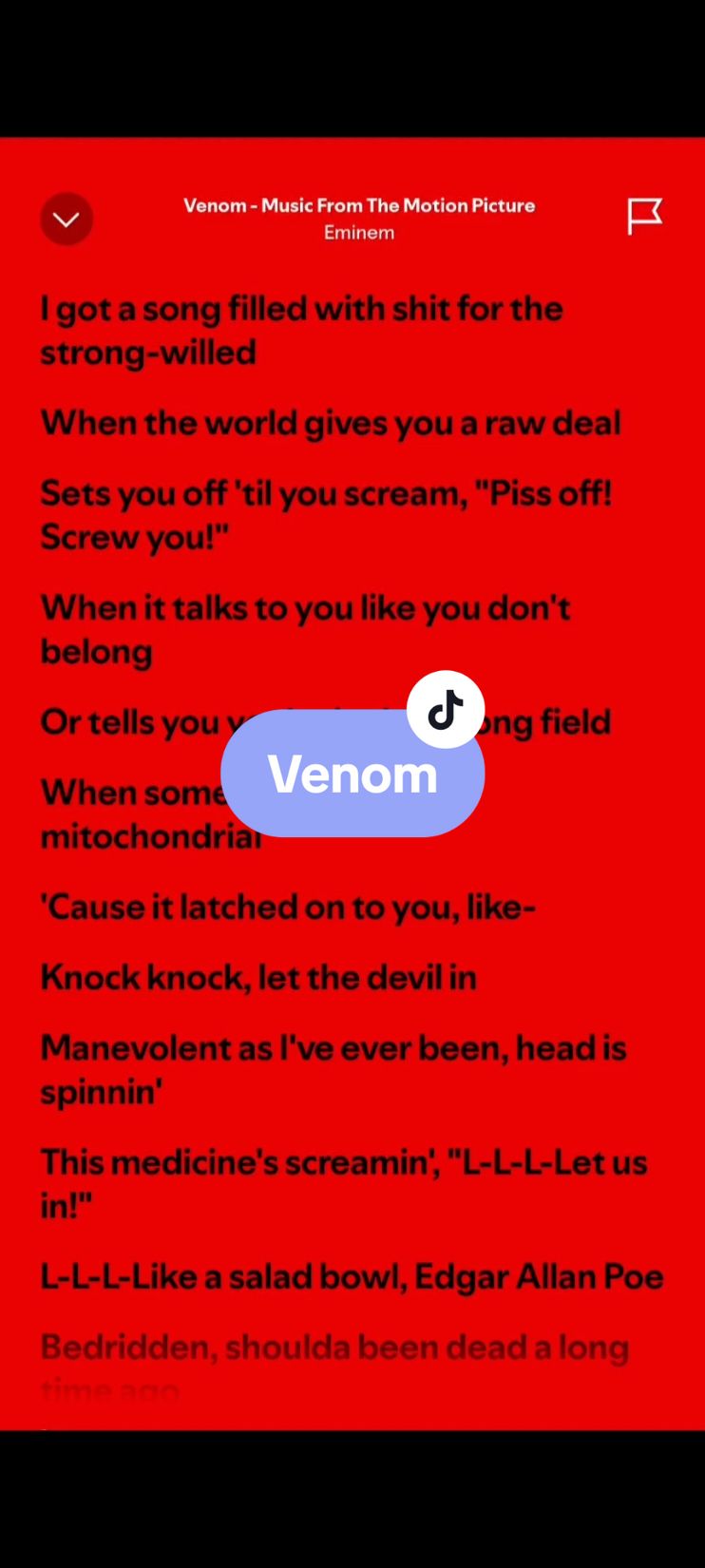 Venom🎶 by: Eminem #venom #lyrics #spotify #kantakamuna🎤🎶 #oooooomerr_ #fyp 