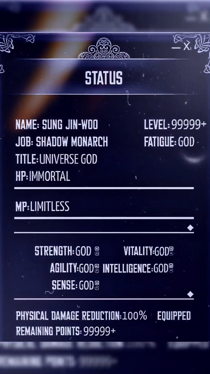 jinwoo stats 💀 #fyp #sololeveling #sololevelingragnarok #sungjinwok 