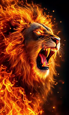 fantasy lion on fire: #foryou #fyp #lion #aicontent #unitedkingdom #fire #fusion 