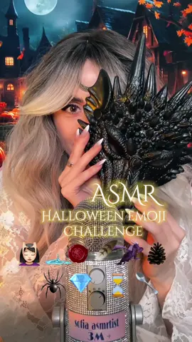 ASMR Halloween emoji challenges 🕷️🪶🥄⏳💎🐉 #asmr #halloween #challenges 
