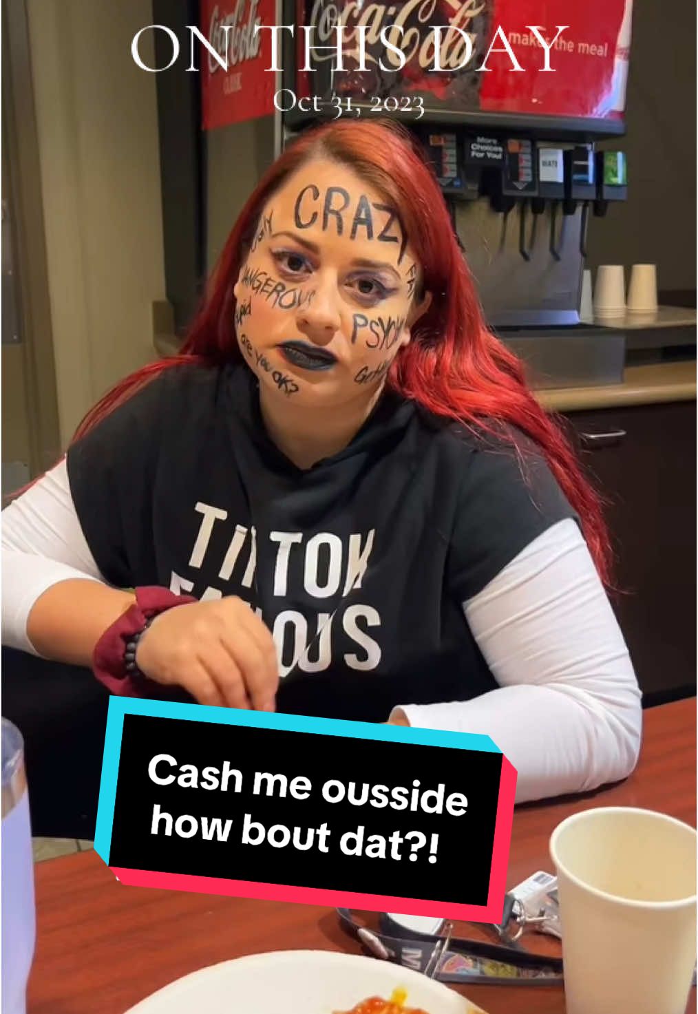 I JUST watched a deep dive on Bhad Bhabie yesterday & then this pops up as my memory from last year! Not only that, I actually dreamed that I was back doing makeup for Howl O Scream! Wtfffff?! I’m telling you we live in a weird reality! Also this app just took my recent video down so this is what I have to say to them! Happy Halloween! 👻🎃#onthisday #Halloween #costume #bhadbhabie #drphil #cashmeoutside #funny @Britninii 