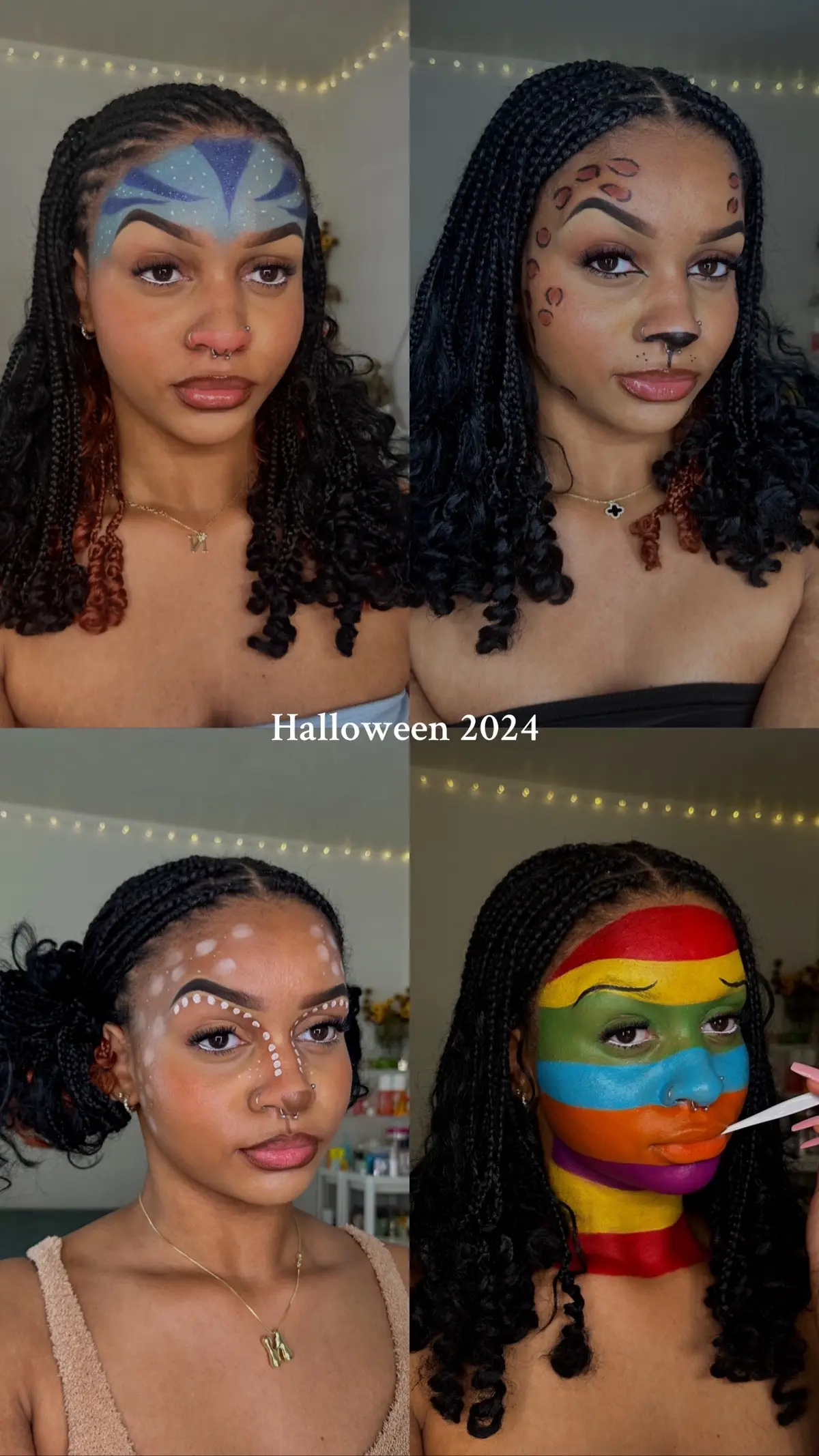 What was y’all’s favorite look? These came out better than I could even imagine 🫶🏽  #avatar #leopard #deer #abadcaseofthestripes #easyhalloweenmakeup #halloween #creatorsearchinsights #
