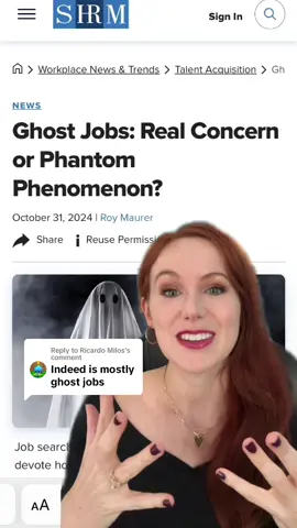 Replying to @Ricardo Milos Ghost jobs have definitely become more of a problem this year. 👻😑 So why are they posted and how can you spot them? In this video, we break down some of the key insights from SHRM’s latest article and MyPerfectResume’s recent US recruiting survey. #ghostjobs #careertiktok #careertok #jobseekers #halloweekend #ghosted