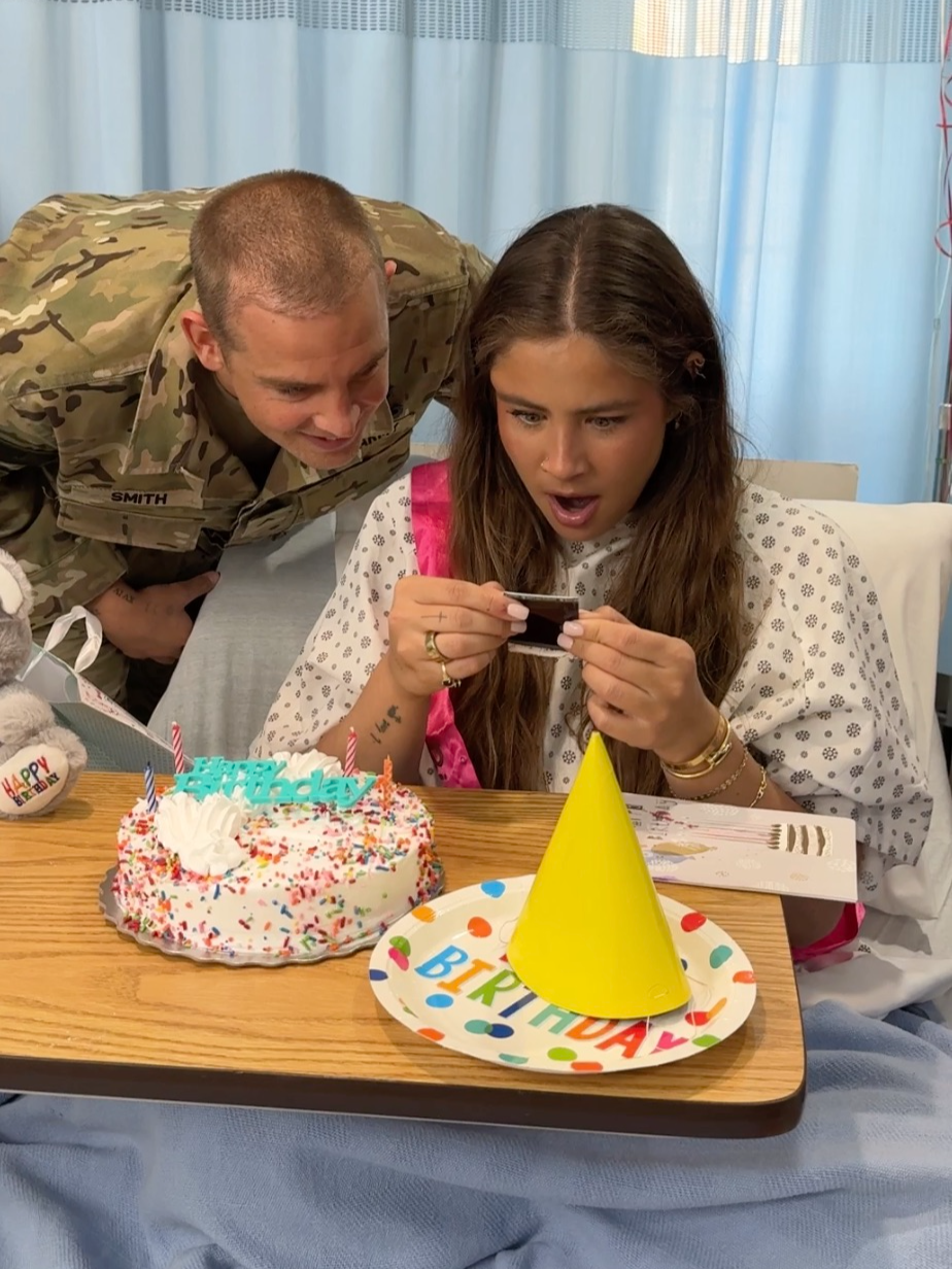 Soldiers homecoming turns into surprise gender reveal on wife's birthday 🥹