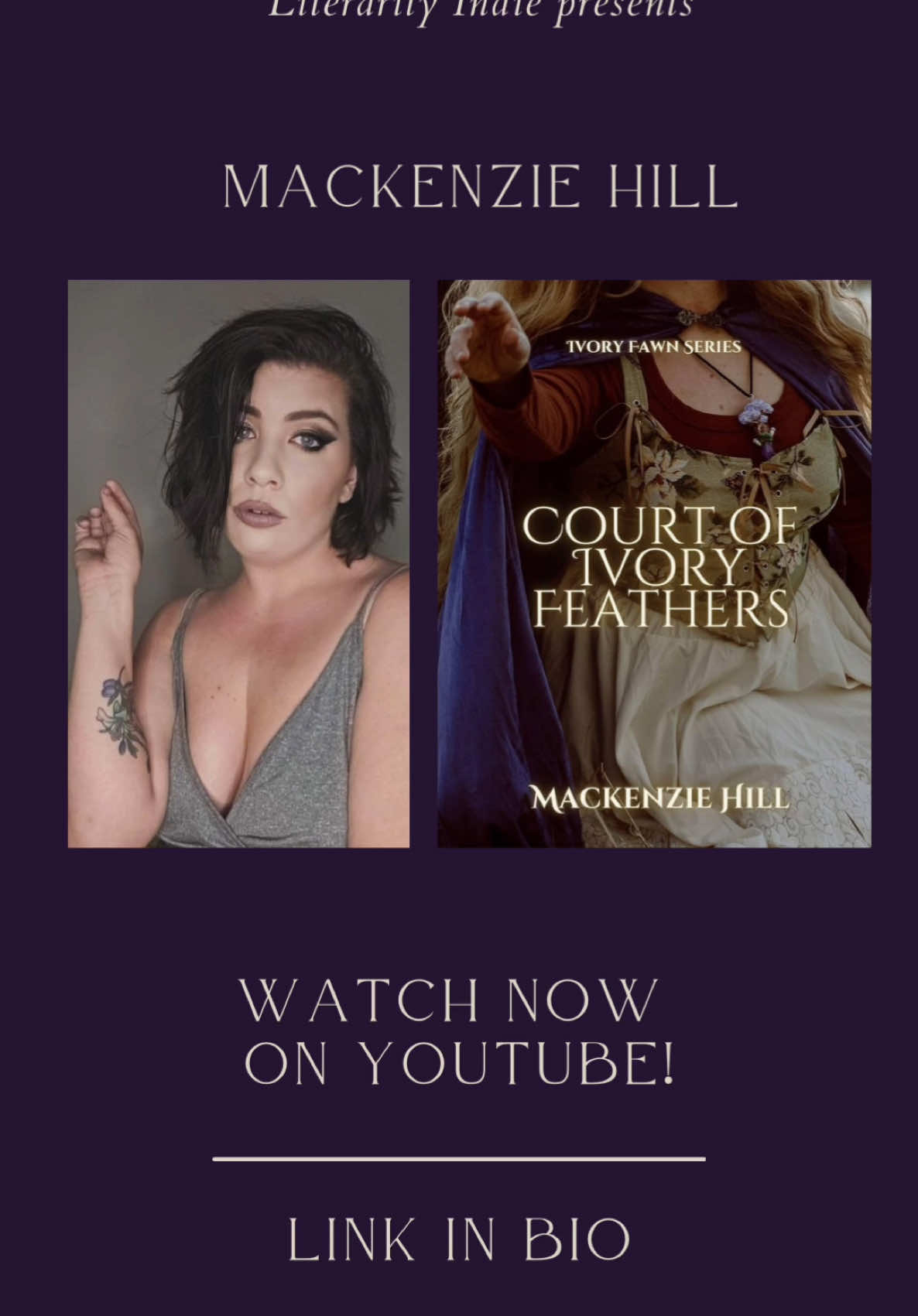 📽️Author Interview: Mackenzie Hill 📽️ • Happy Halloween everyone! This very spooky day, I am happy to announce that I am back up and running with my indie author interviews after a brief hiatus.  • Blurb about @🩶🔮Kenzie ||Dark Romance’s book, Court of Ivory Feathers: Hazel has found normality in the bloodiest village known throughout Wylanna; Those she trusted betrayed her. Now she is initiated into a new life of this so-called “ivory Fawn” but has no idea where to start in fulfilling this ancient prophecy with only the help from the “immortal dragon” crown prince Atticus, whose reputation rattles his court. • Check out the link in my bio to watch the entire interview on Literarily Indie! • #authorinterview #bookstagram #authorsofinstagram #author #authorlife #books #writingcommunity #writersofinstagram #podcast #writer #interview #authors #booklover #booknerd #bookstagrammer #podcastersofinstagram #writing #writerslife #book #indieauthor #authorsofig #bookish #reading #bookworm #authorssupportingauthors #bookrecommendations #booksbooksbooks #writerscommunity #authorinterviews #amwriting 