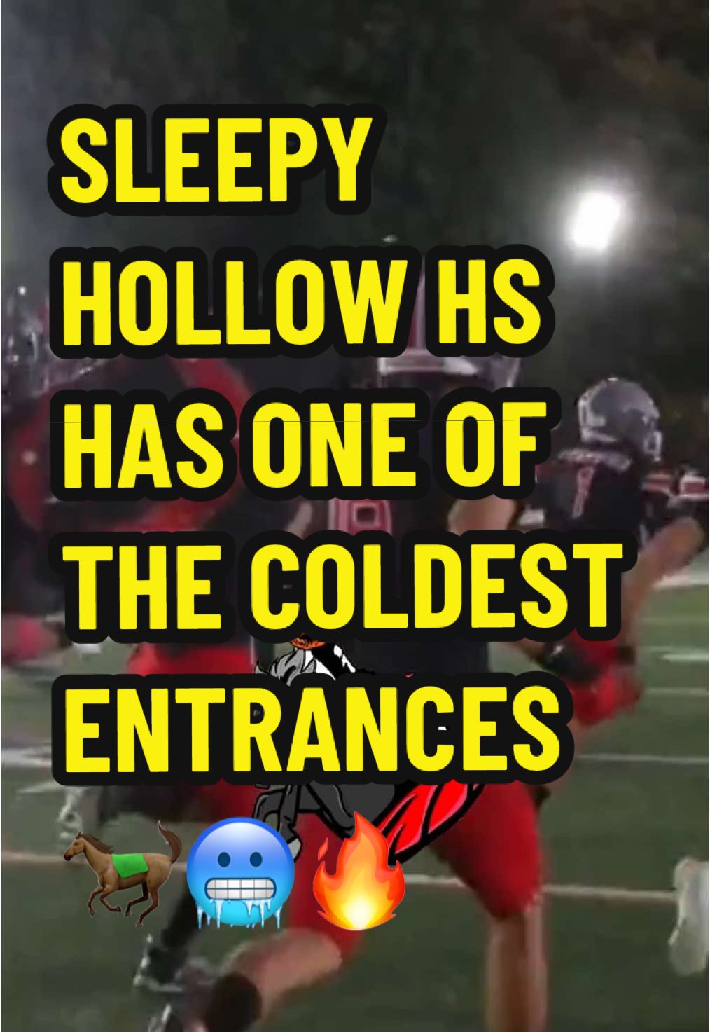 This is the COLDEST entrance in football 🐎🔥 Follow for more!! 👀 #highschoolfootball #sleepyhollow #entrance #newyork #hsfootball
