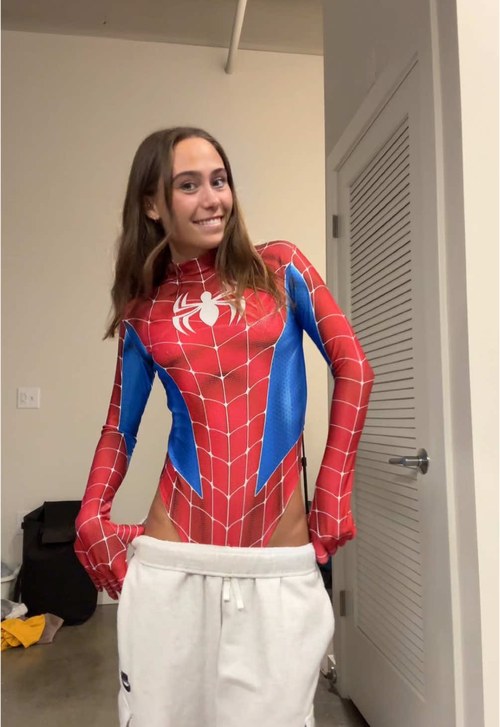 Can’t really use my hands with these gloves #Halloween #spiderman 