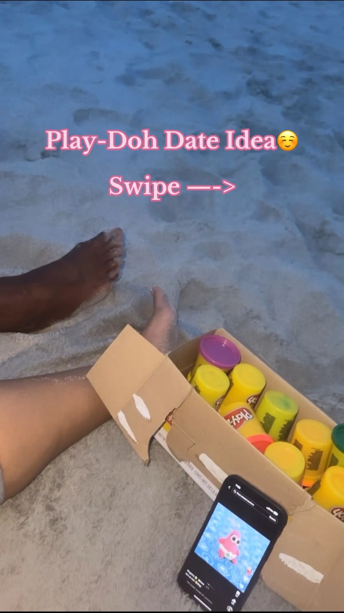 Y’all Idk Who That Man Is Though. It Might Be My Cousin Or Uncle, I’m Trying To Find Out ! But In The Clerrbbb, We All Fam🤣🤣 This Was Fun And Peaceful Though Y’all Should Try It. #datenight #datenightideas #beachdate #playdoh 