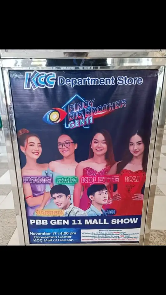 PBB GEN 11 MALL SHOW GOES TO GENSAN  Pinoy Big Brother Gen 11 Big 4! Fyang, Rain, Kolette and Kai with Jarren and JM Live at KCC Mall of Gensan Convention Center November 17, 2024 at 4:00 pm