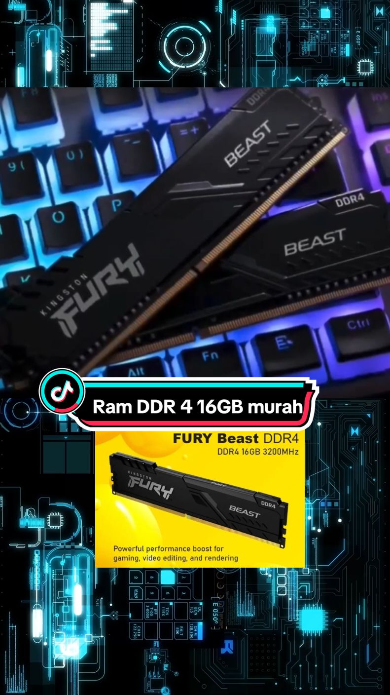 Ram DDR4 Kingston fury Beast 16GB#ram #kingston #tekno #teknologi #fypシ゚viral #fyp 