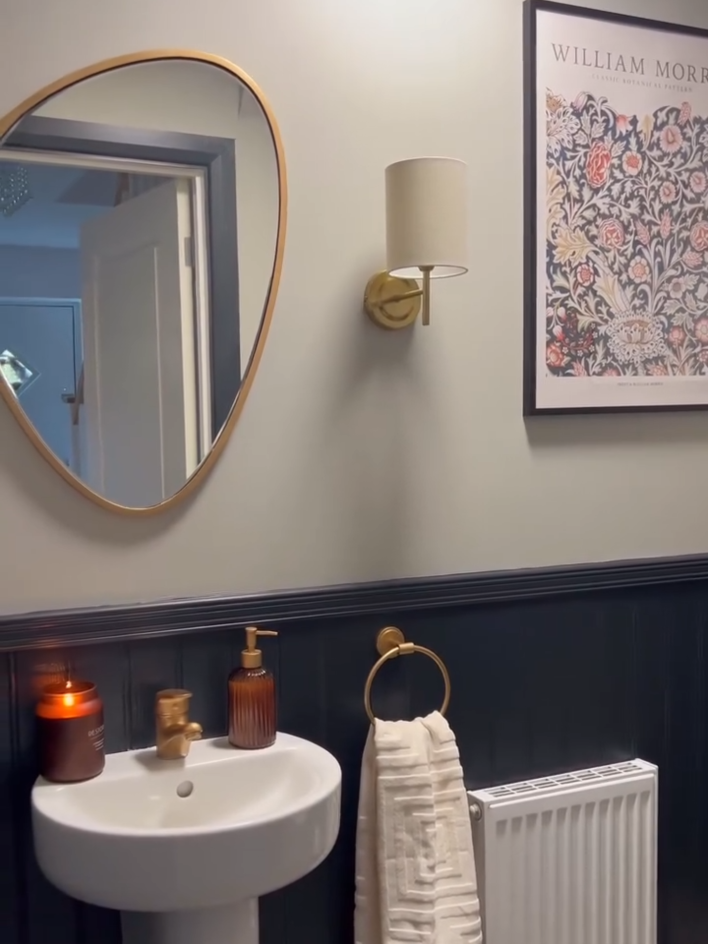 Small spaces that have a big impact 😍  Dark bathrooms are the perfect choice for curating a dramatic yet ambient appeal. They can also be extremely sophisticated and emit modernity with feelings of tranquility. 🎨 Black Sand Tyne Fog  🎥 @our.home.atno50 #makeitrustoleum #bathroommakeover #DIY