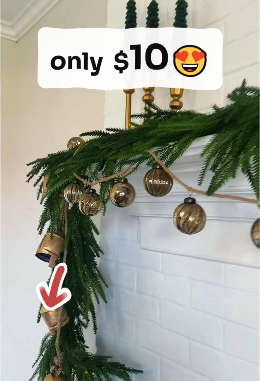 Real Touch Pine Garland #christmas #mantle #mantledecor #fireplace #christmastiktok #christmasdecor #blackfriday #christmasdecorating 