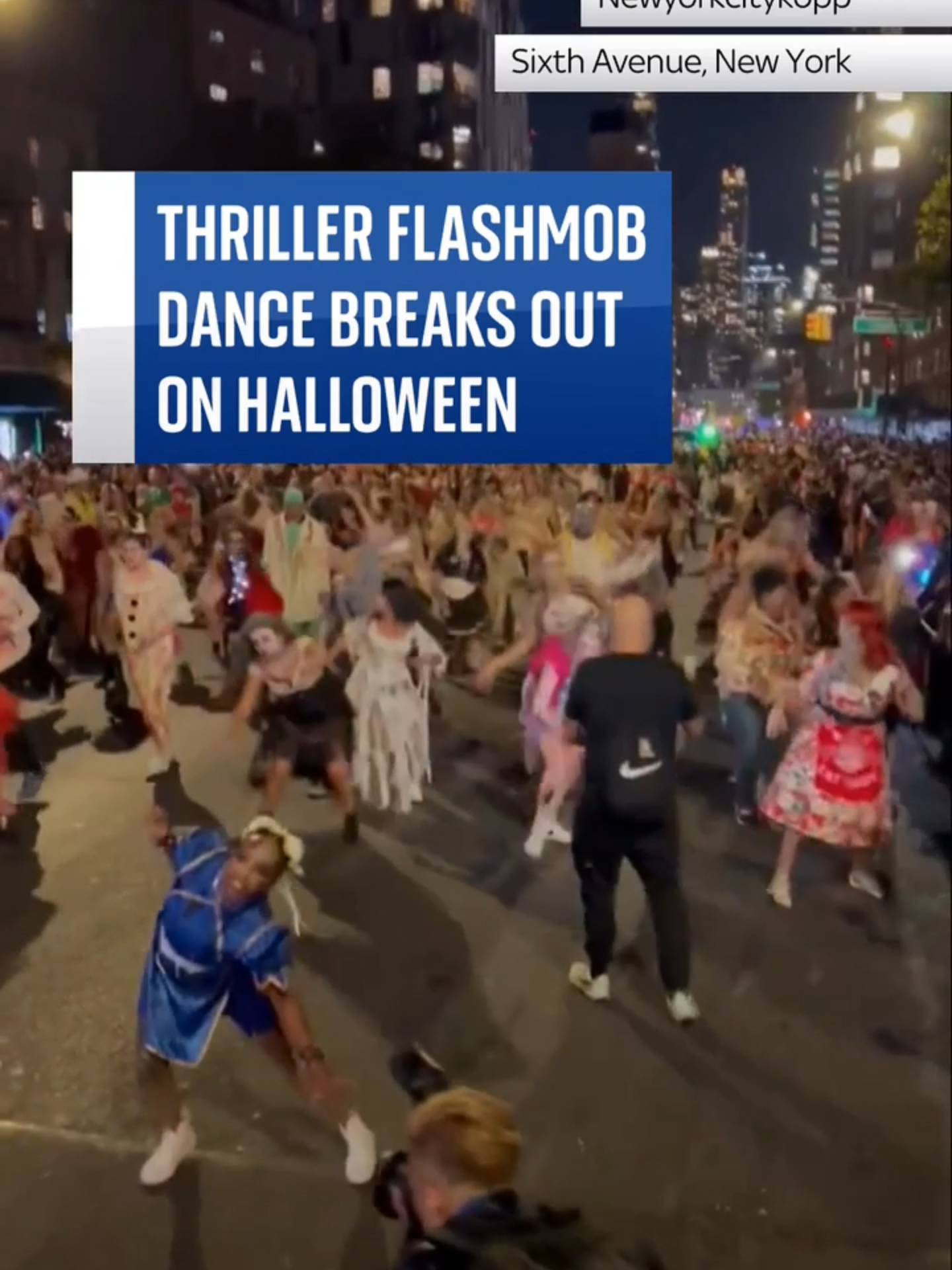 More than 100 #dancers performed in a #Thriller #flashmob in #NewYork for the annual  #Halloween #Parade. #Dancers have to register their interest in advance and buy a $50 entry ticket. This year, the tickets sold out in 90 seconds