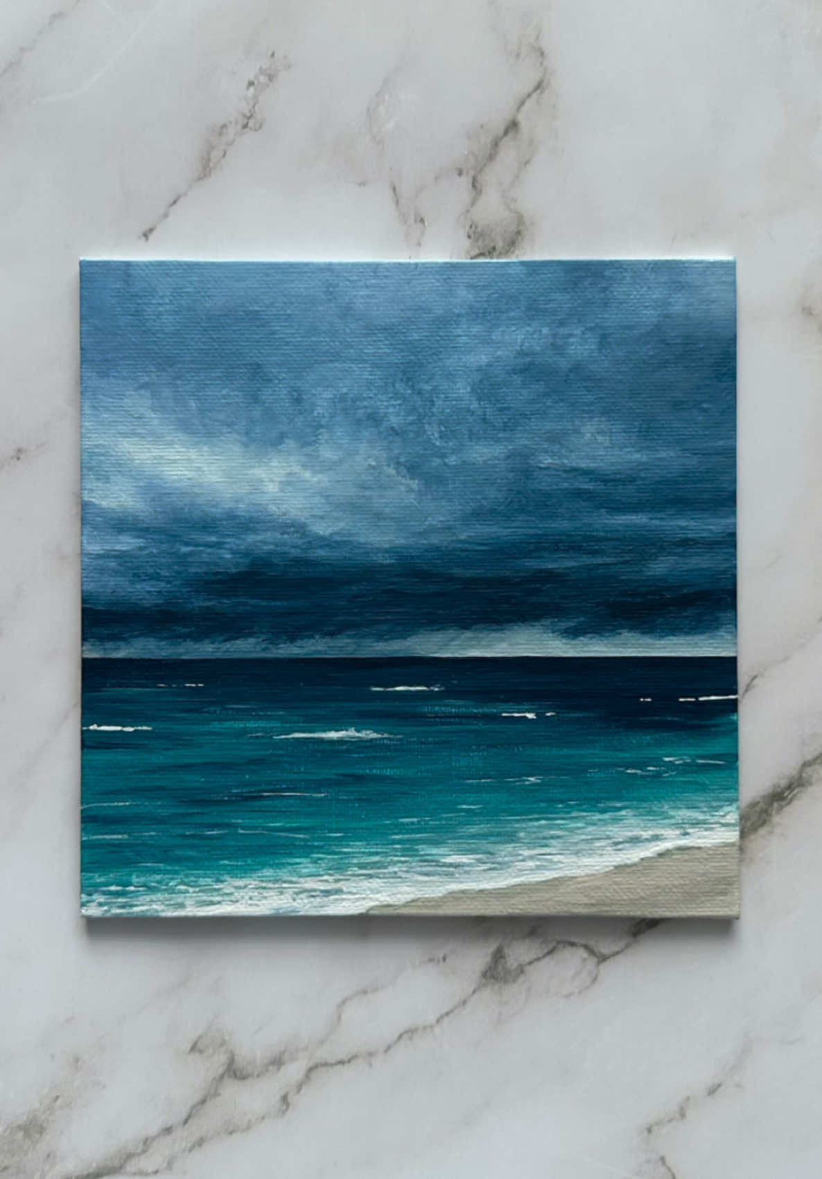 stormy seascape 🌊🩵☁️ #art #painting #seascape #arttok #fypシ 