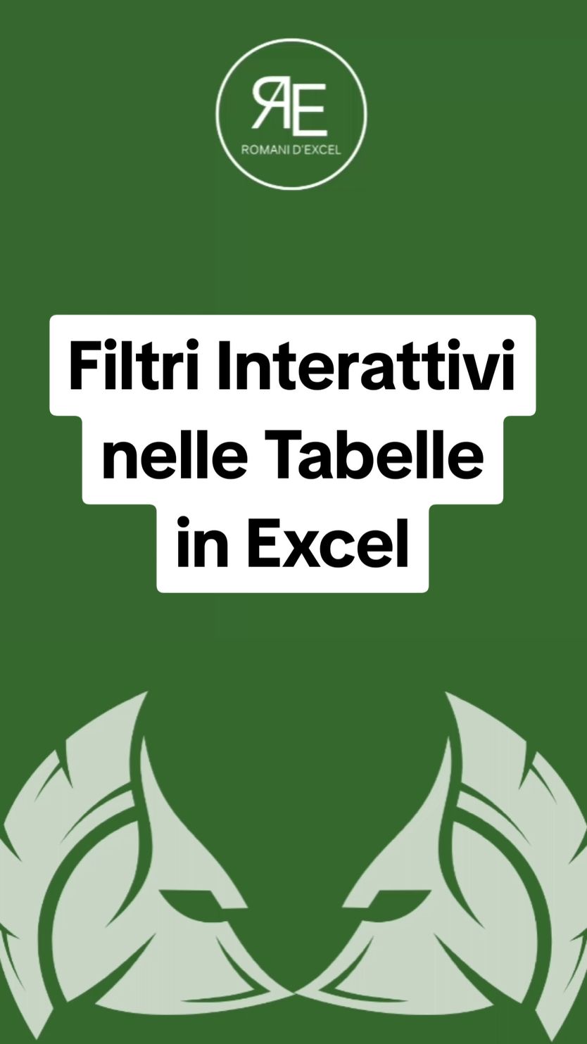 🔥Come creare un FILTRO INTERATTIVO (SLICER) per le tabelle in Excel🔥 #exceltutorial #excel_learning #exceltricks #tutorialexcel #exceltips #learnexcel #msexcel 