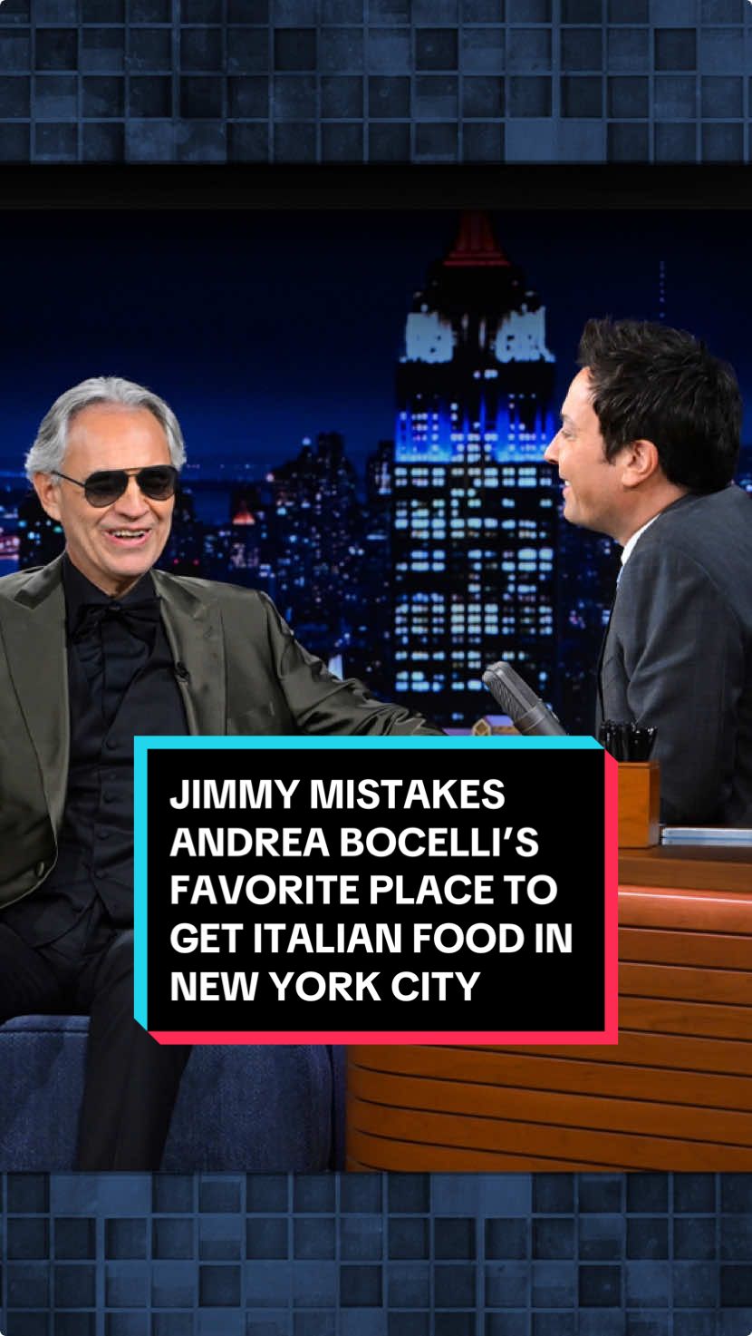 Jimmy mistakes @Andrea Bocelli’s favorite place to get Italian food in New York City, “Eataly”, for “Italy” during commercial break 🤣 #FallonTonight #TonightShow #AndreaBocelli #Italy #Eataly #JimmyFallon 