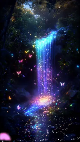 虹色に輝く滝 #aiart #wallpaper  #壁紙 #癒し #waterfall #滝 #幻想的な風景