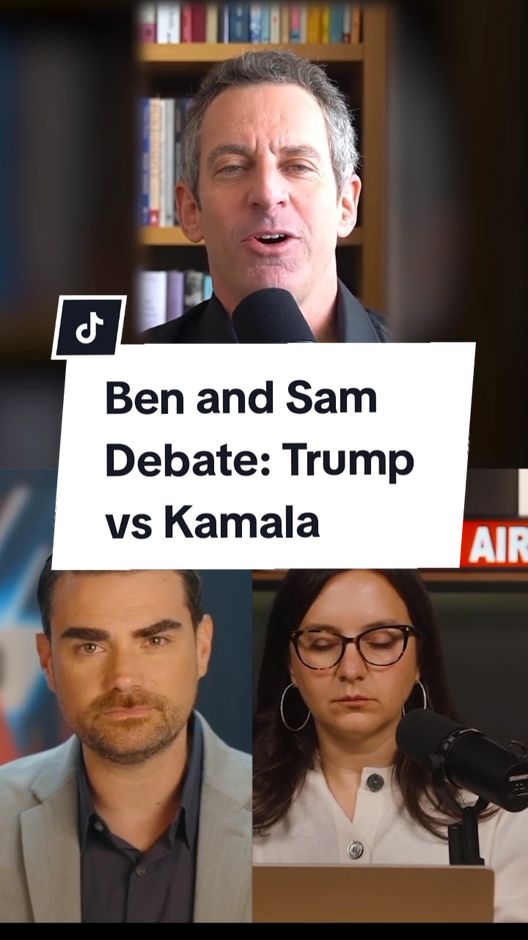 Ben Shapiro and Sam Harris Debate: Trump vs Kamala. #benshapiro #samharris #bariweiss #thefreepress #donaldtrump #kamalaharris 